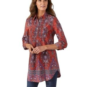 Soft Surrondings Paisley Tabitha Tunic Red Purple Size XS